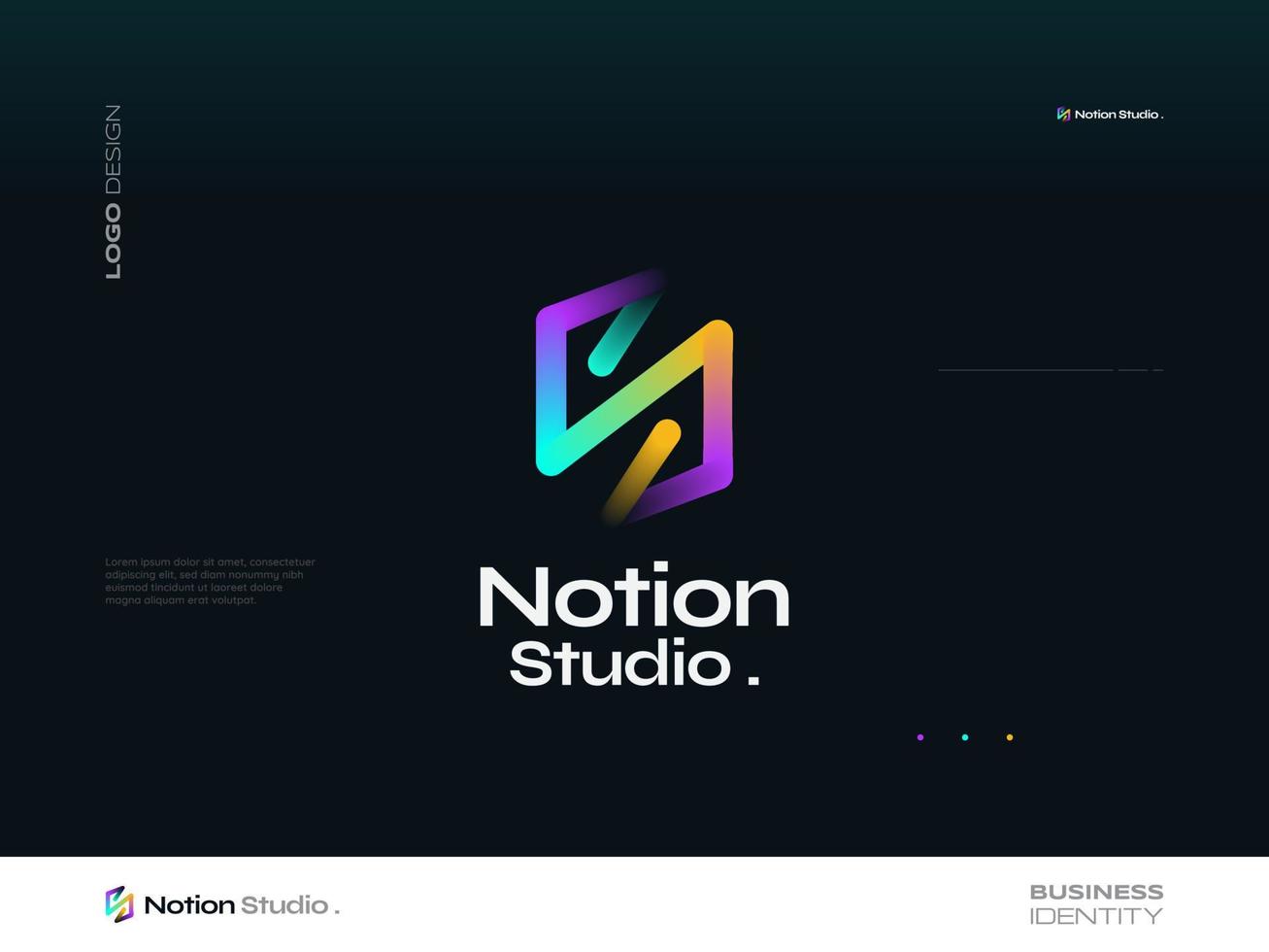 Abstract and Creative Initial Letter N and S Logo Design. NS or SN Letter Logo in Colorful Gradient Style. Suitable for Business and Technology Logo vector