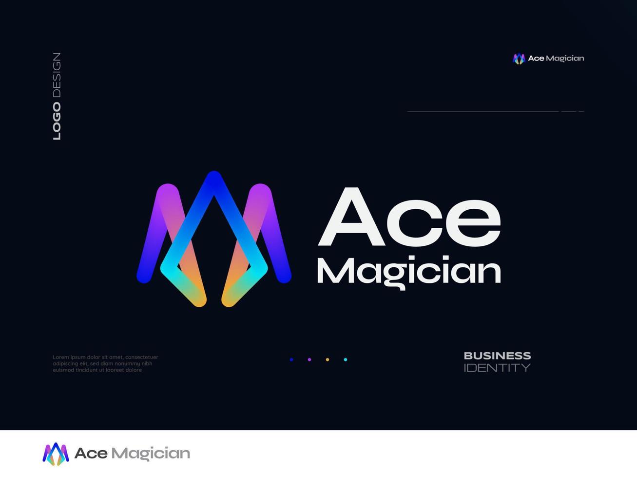 Abstract and Futuristic Initial Letter A and M Logo Design. AM or MA Initial Logo in Colorful Blend Style vector