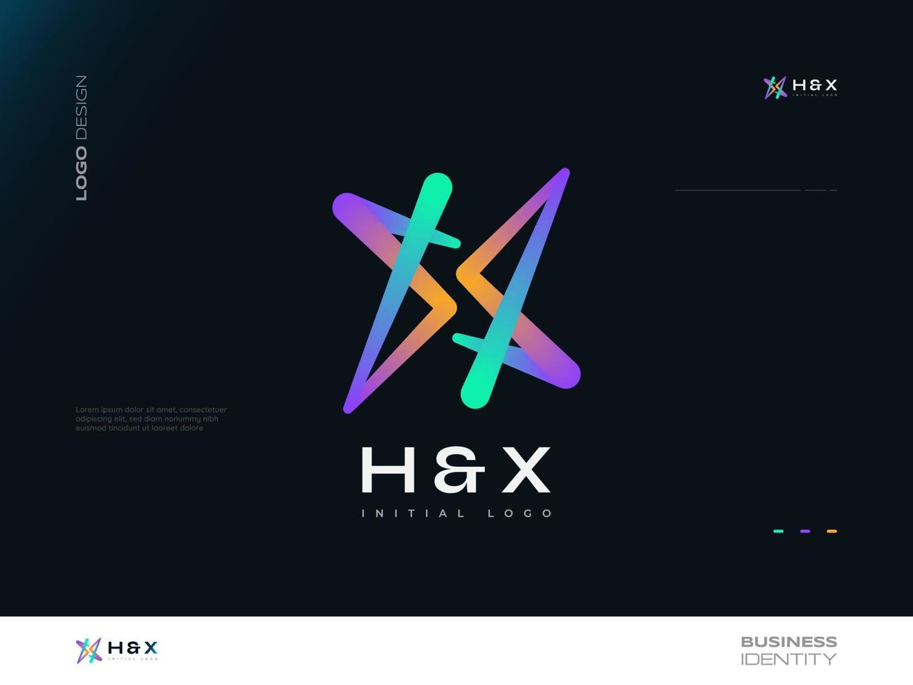 moderno y creativo diseño inicial del logotipo h y x. logotipo de letra hx o xh con estilo degradado colorido. adecuado para el logotipo de negocios y tecnología vector