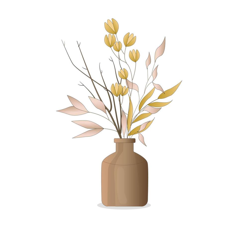 delicada y elegante composición de flores de jarrón. vector