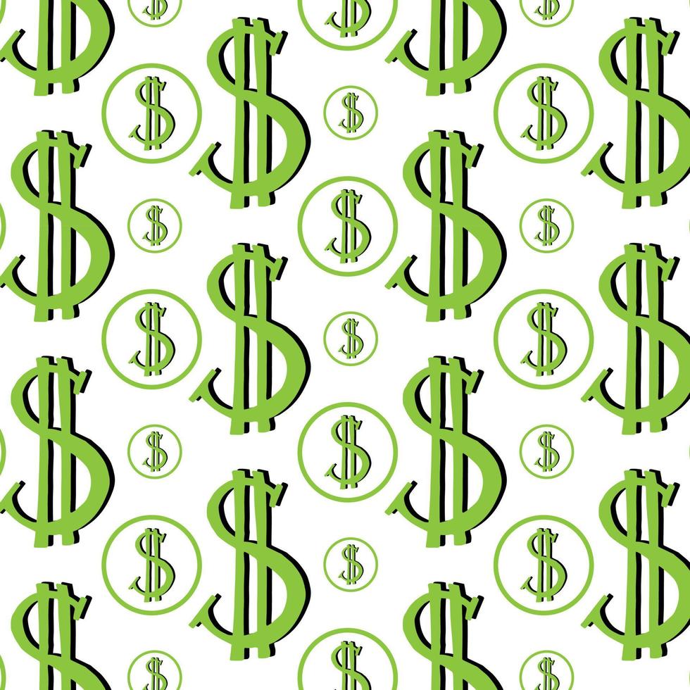 Pattern of the symbols of dollar currency. vector