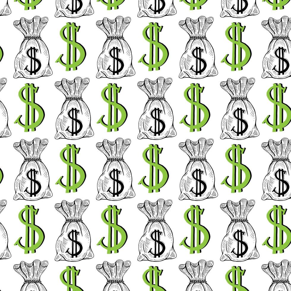 Pattern with money bag background vector