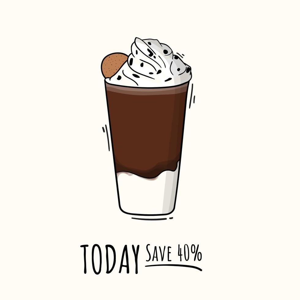 Chocolate drink with white milk in the bottom for beverage advertising design vector