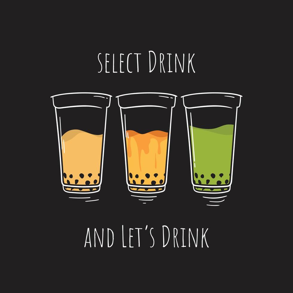 Boba drink in cartoon design with any taste design for boba drink advertisement template design vector