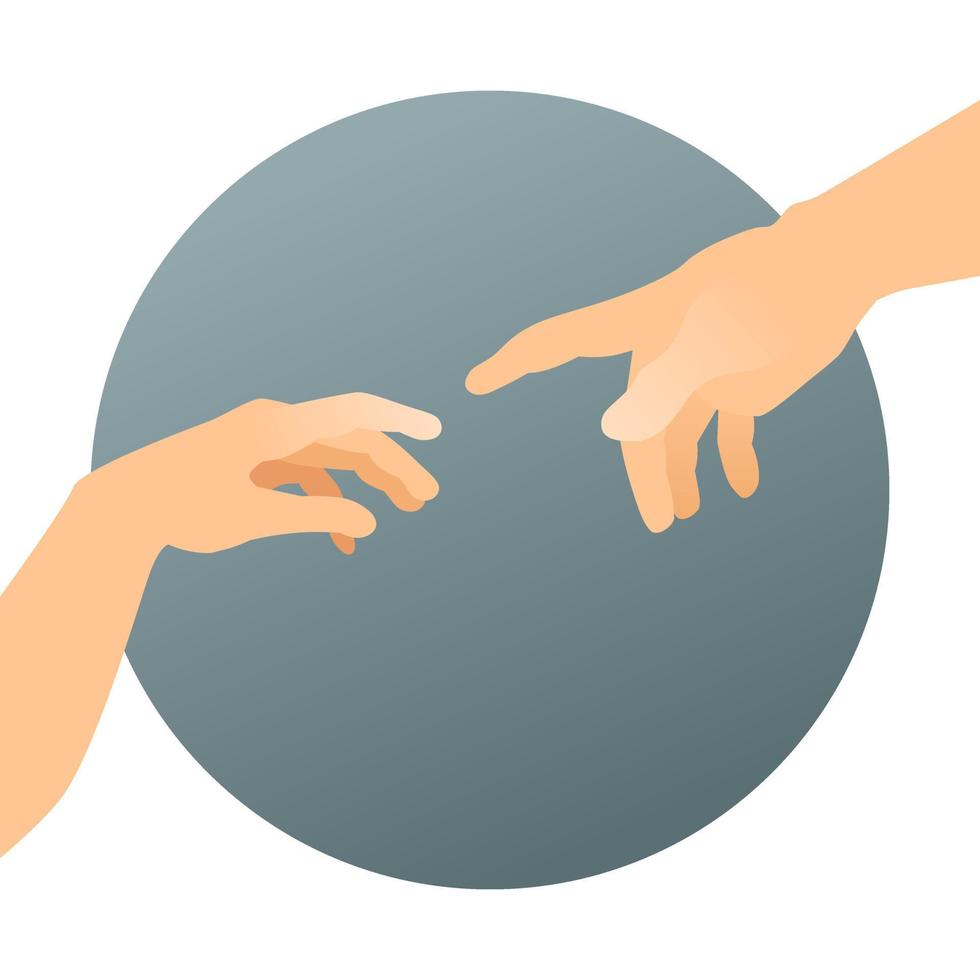 Illustration touching God. Vector illustration