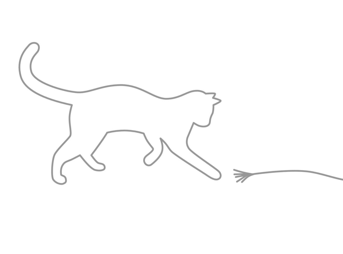 Outline kitten playing with a toy vector