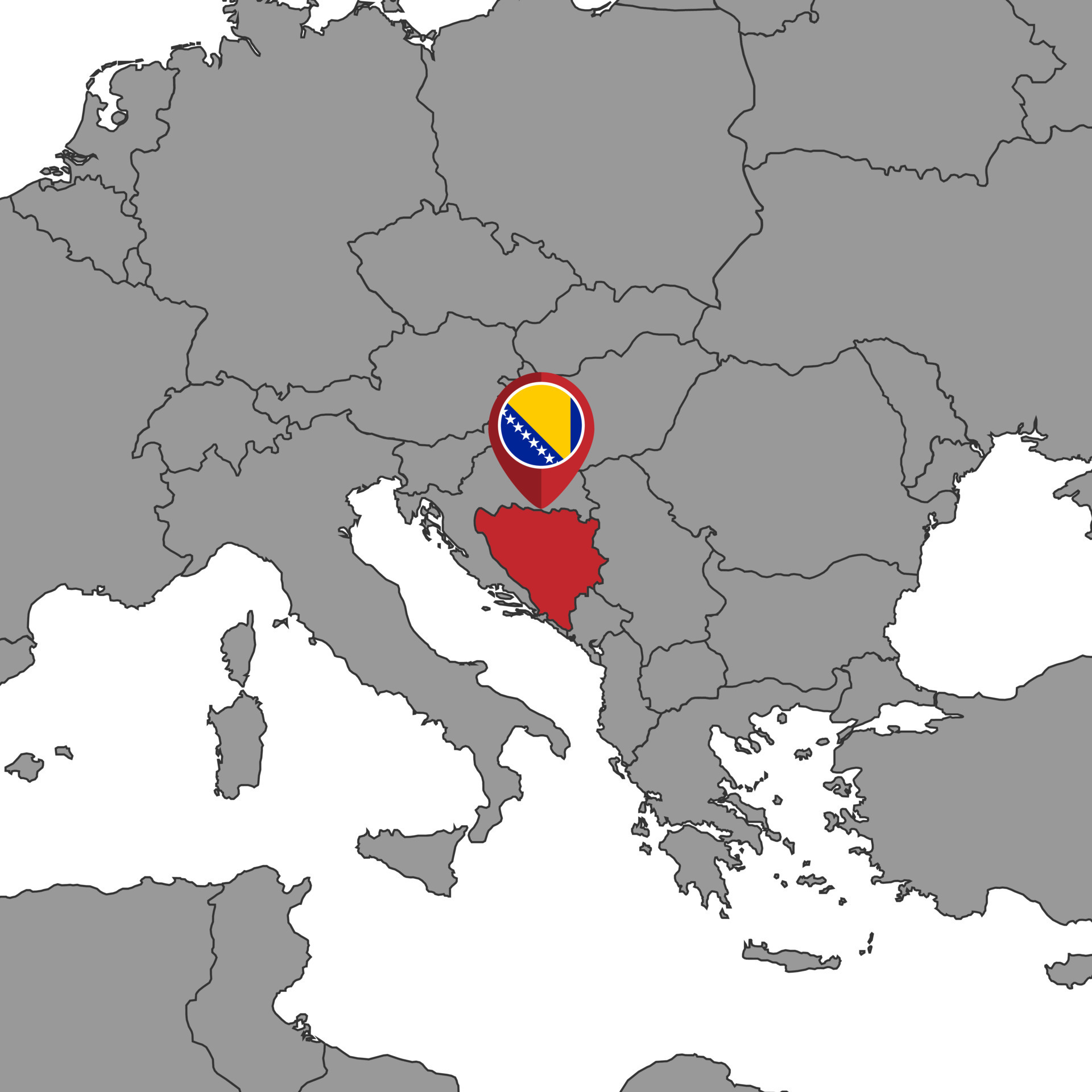 Pin Map With Bosnia And Herzegovina Flag On World Map Vector Pin Map With Bosnia And Herzegovina Flag On World Map Illustration Vector