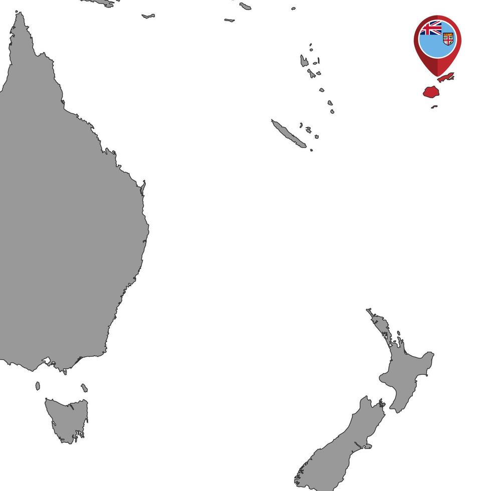 Pin map with Fiji flag on world map. Vector illustration.