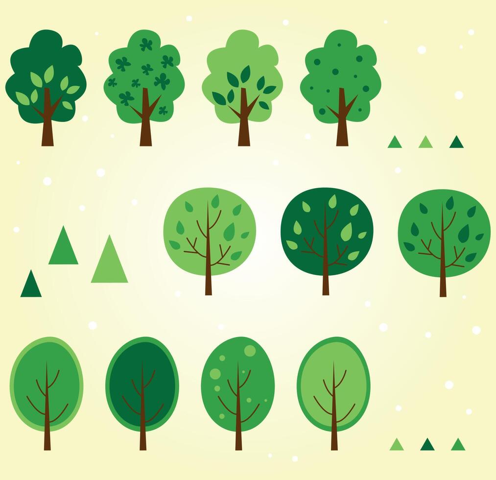 collection of garden trees. vector illustration