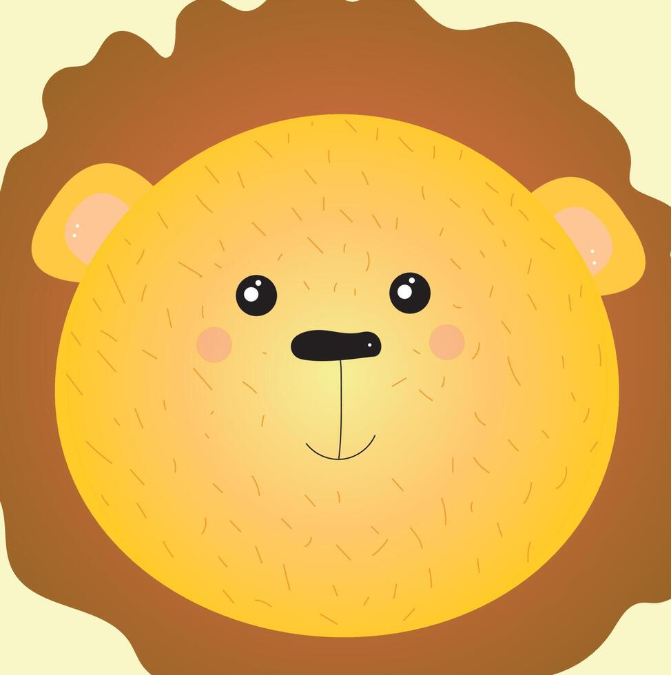 a cute lion with a large mane. illustration for children vector