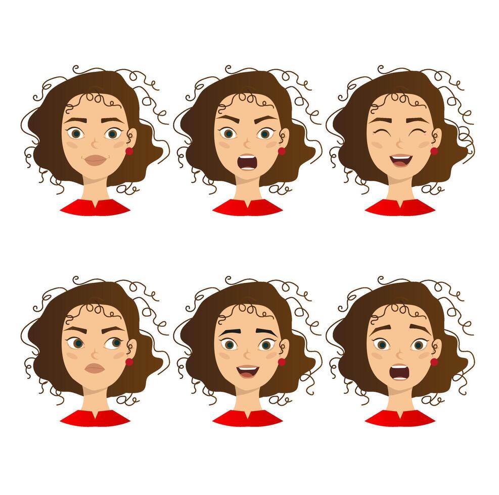 faces of girls with different emotions 14047522 Vector Art at Vecteezy