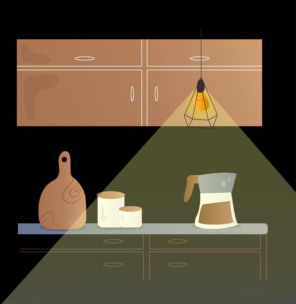kitchen table, coffee and lockers vector