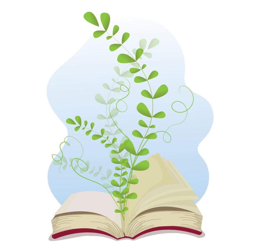 magical open book from which plants grow vector