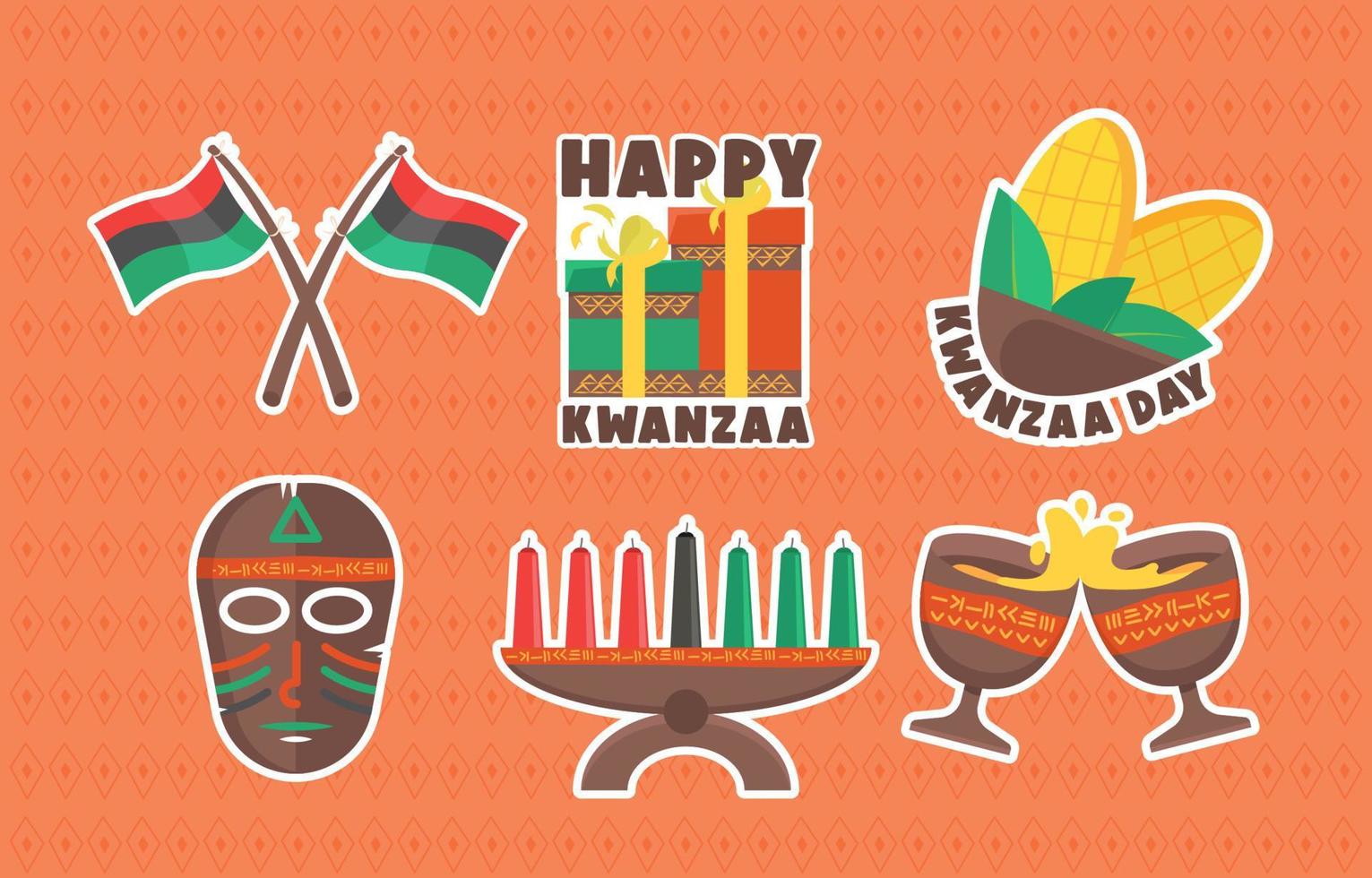 Kwanzaa Day Icons Set vector