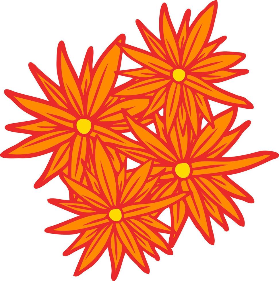 cartoon orange flowers vector