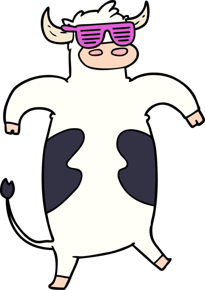 cartoon bull with sunglasses vector