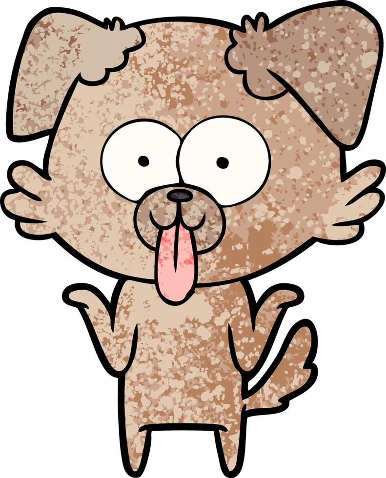 Retro grunge texture cartoon dog sticking tongue out vector