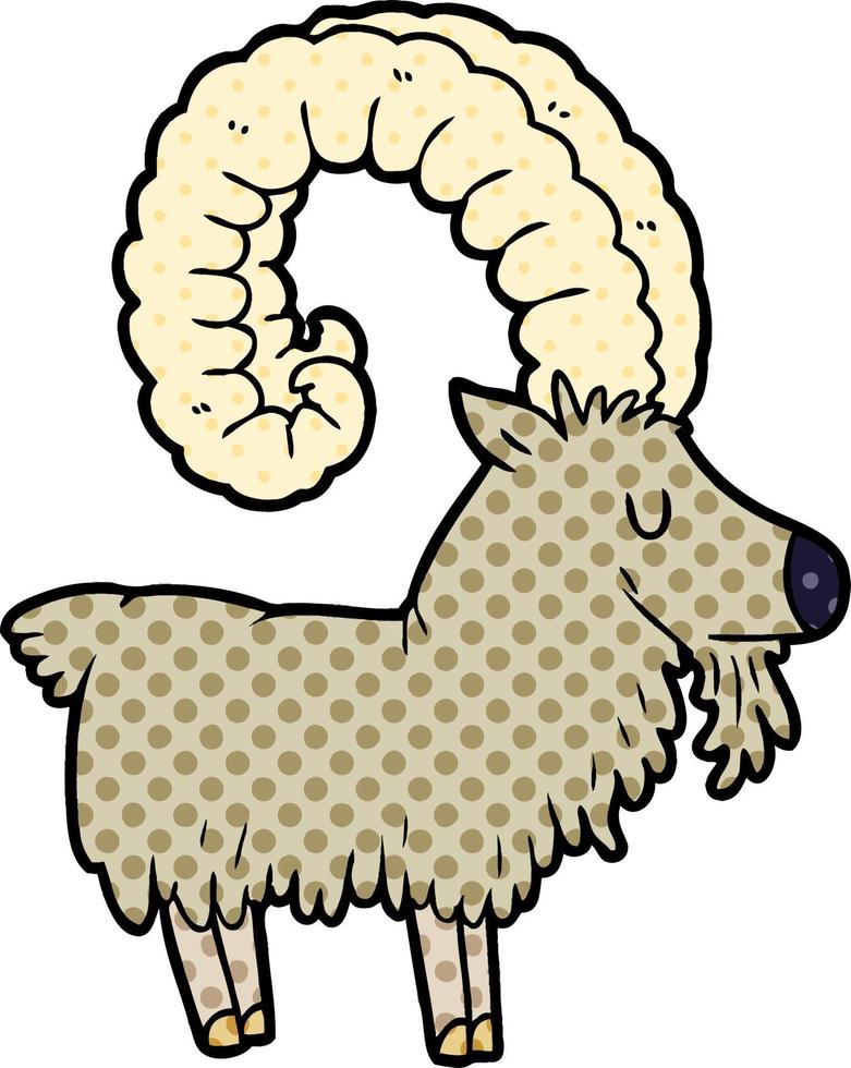 cartoon goat with long horns vector