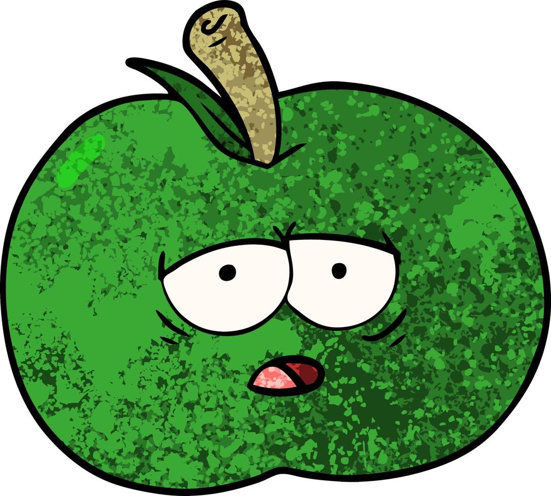 cartoon tired green apple vector