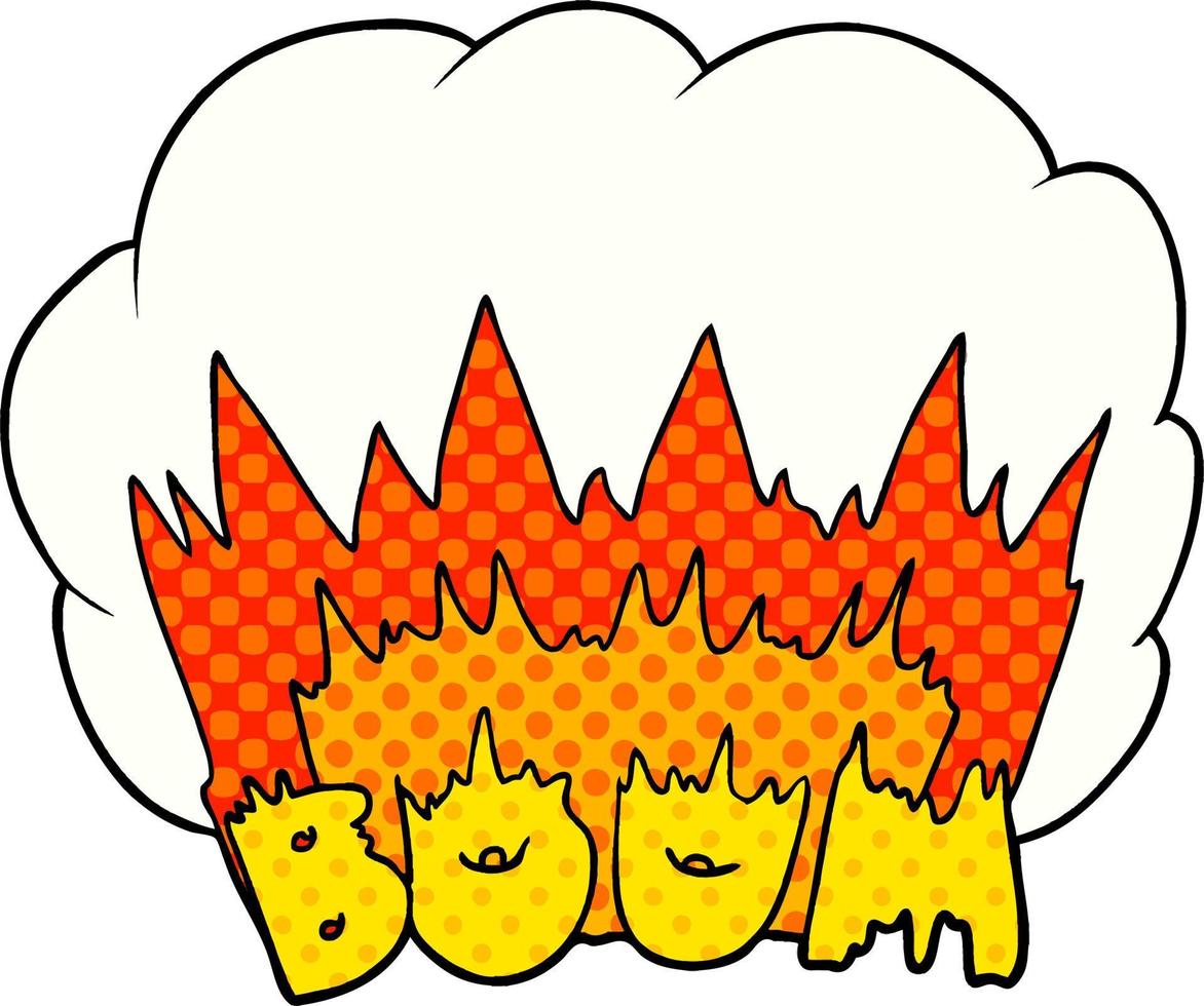 cartoon explosion with boom lettering vector