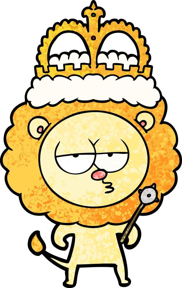 Retro grunge texture cartoon bored lion vector