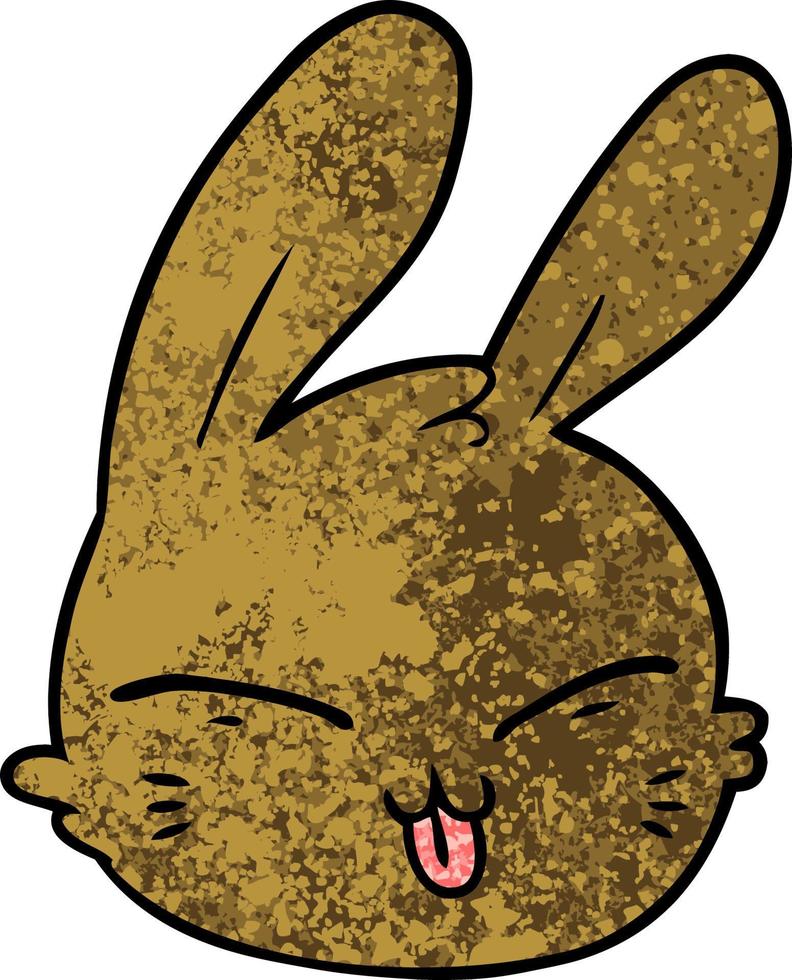 Retro grunge texture cartoon cute bunny vector