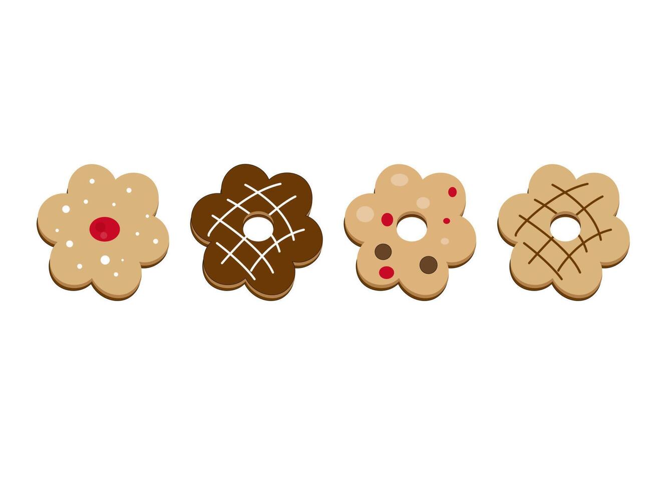 delicious cookies of different shapes and with different flavors vector
