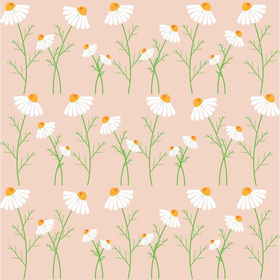 Seamless daisies vector pattern. Delicate design for summer. Fashionable pattern for clothes and interior design. Design for kids and youth. Trendy summer pattern. Ready for print.