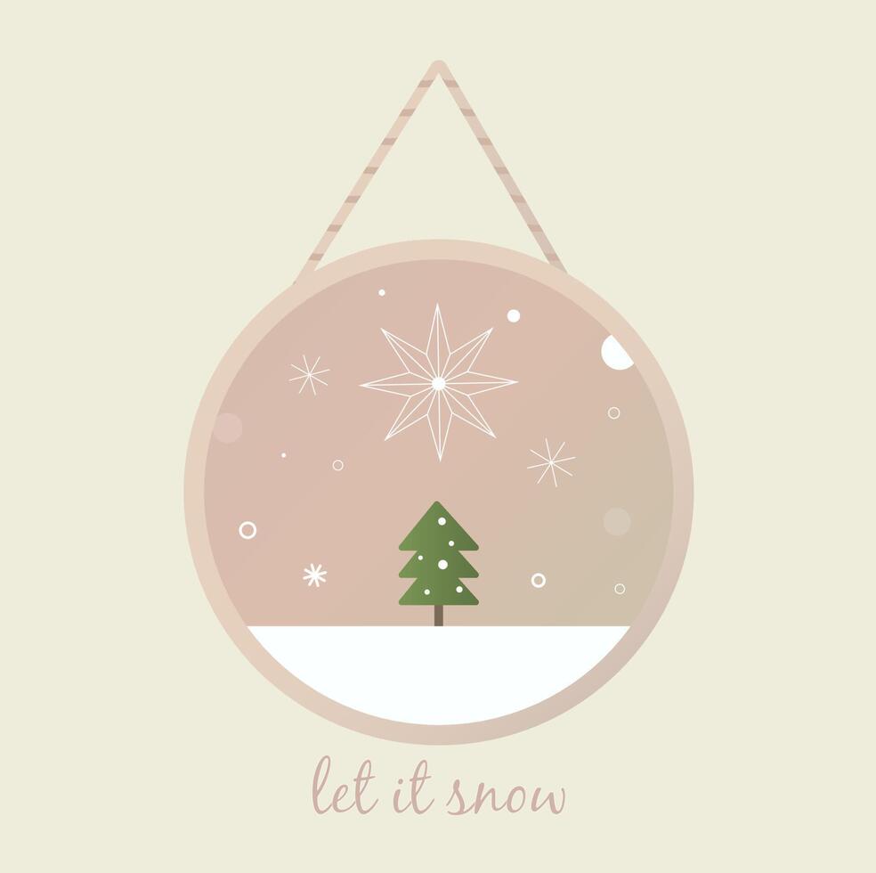 Christmas card with Christmas tree and shining star at the top vector