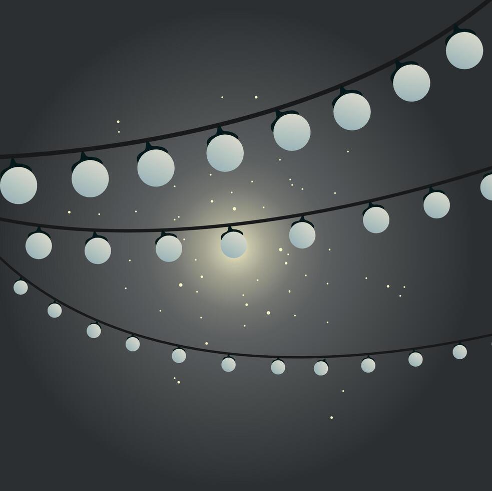 romantic garland of lanterns at night vector