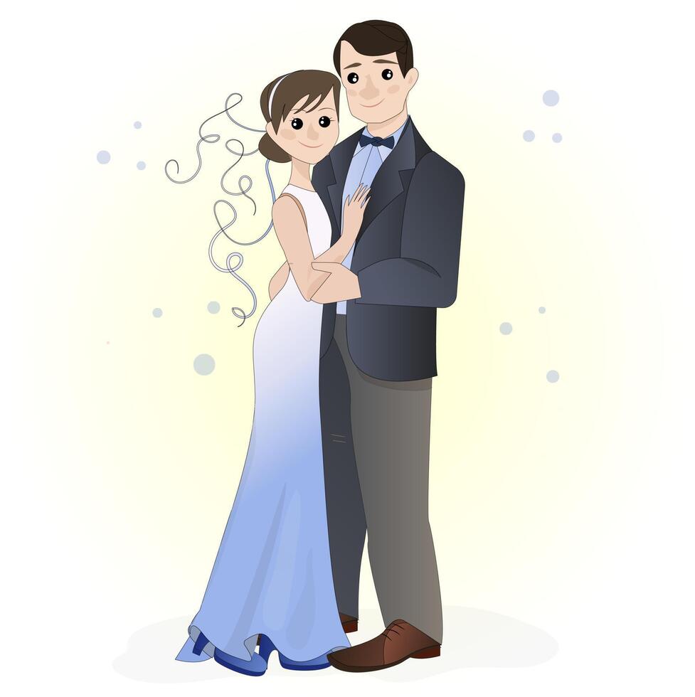 dos amantes. ilustración romántica en estilo de boda vector