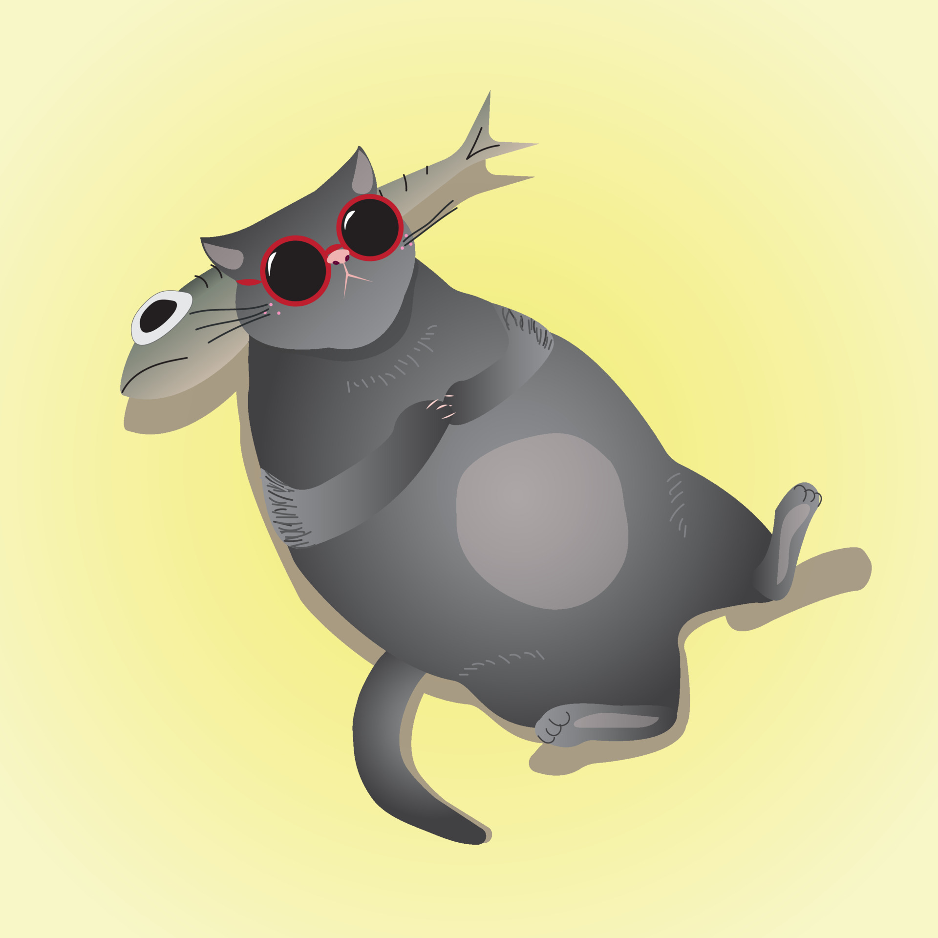 a cat in dark glasses lies on a fish 14048220 Vector Art at Vecteezy a cat in dark glasses lies on a fish 14048220 Vector Art at Vecteezy