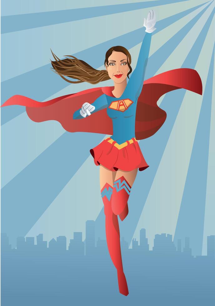 a girl with dark hair in a superhero costume vector