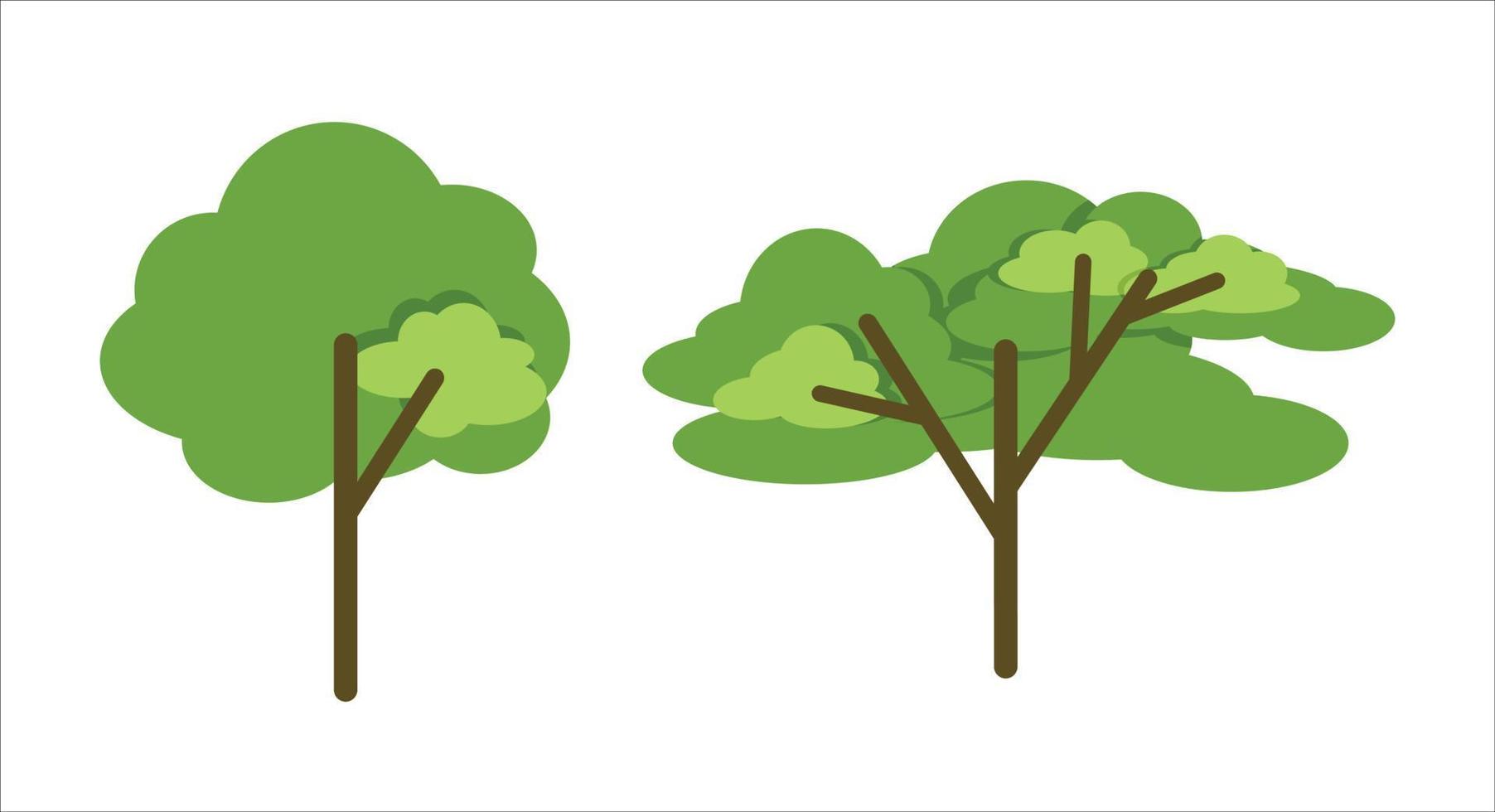 flat cartoon trees isolated design. bundle set vector