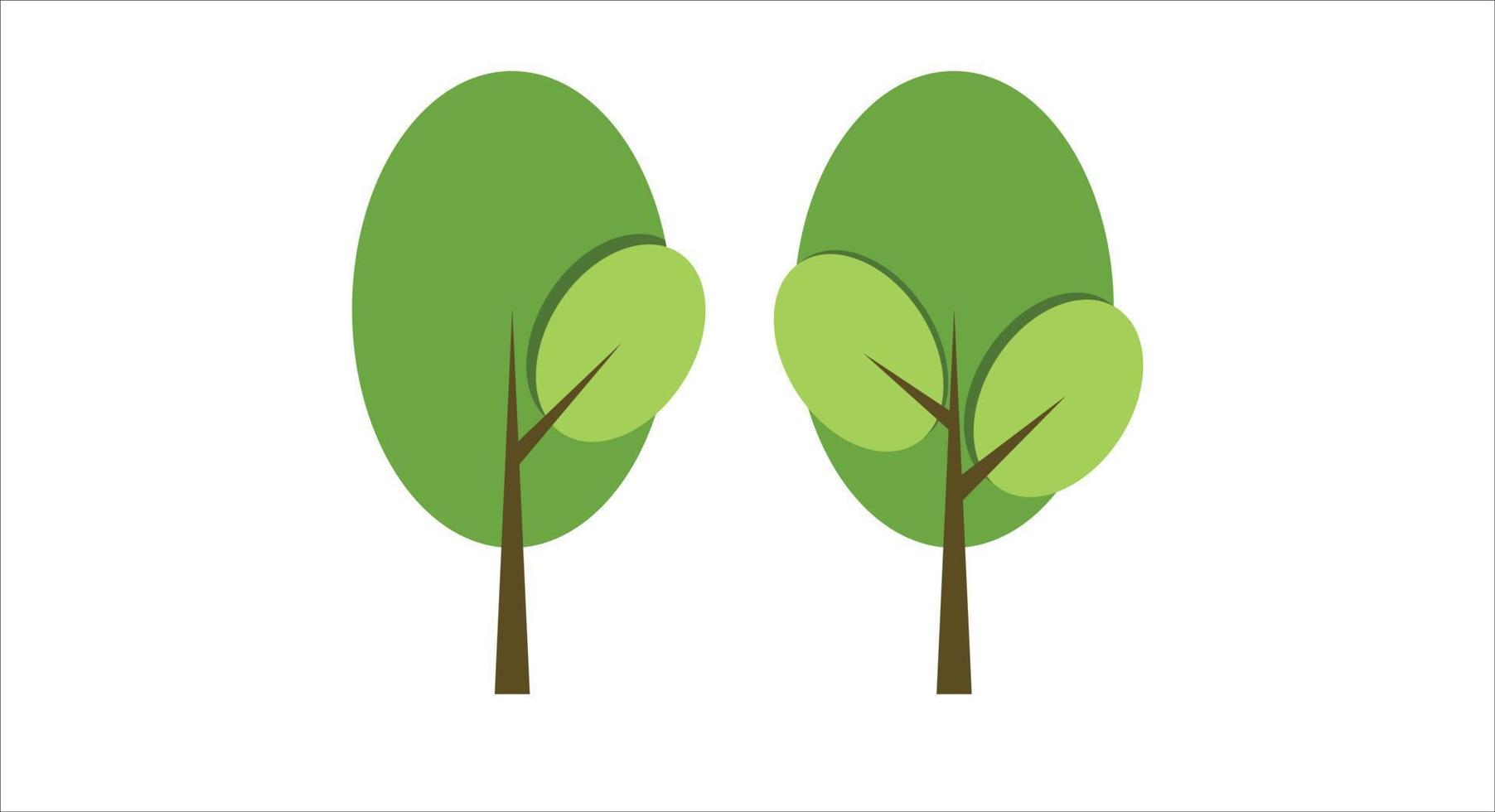 conjunto de árboles verdes naturaleza diseño plano vector