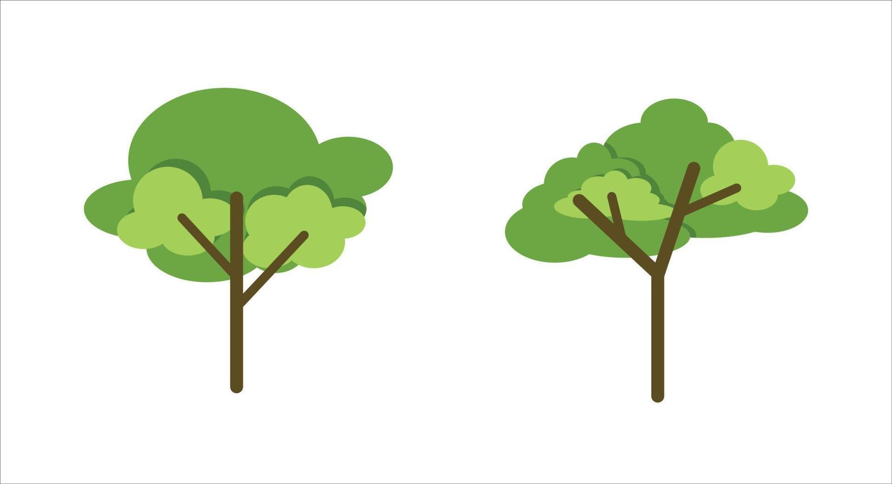 flat cartoon trees isolated design. bundle set vector