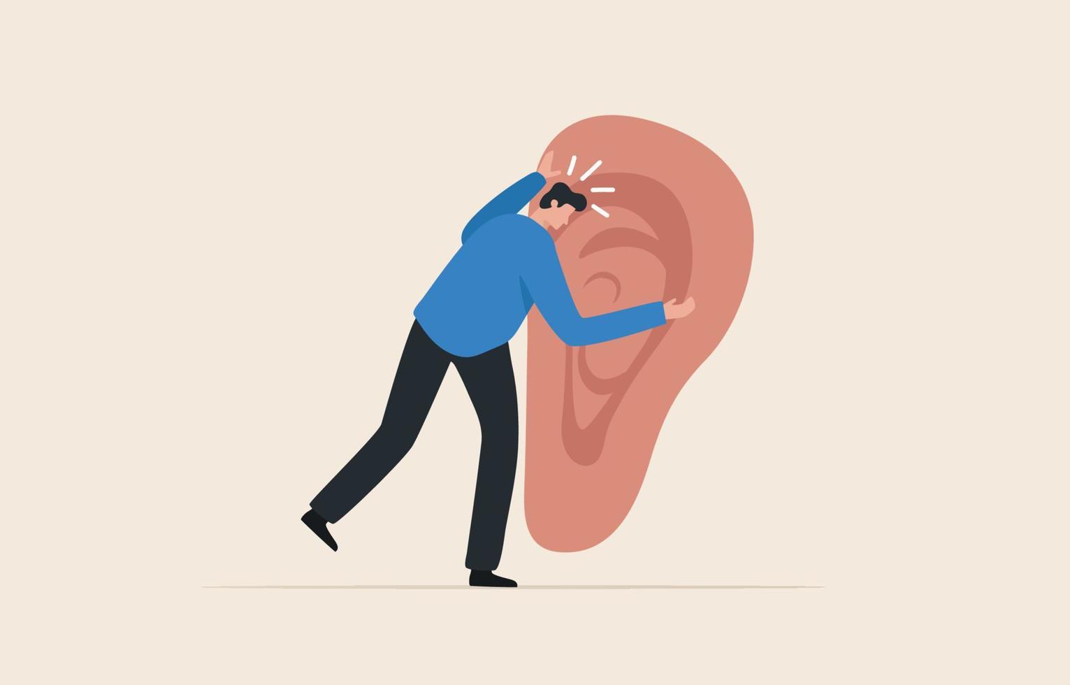 Active listening skills. ability to accurately receive and interpret messages in the communication. key to effective communication. Men eavesdrop on large ears. vector