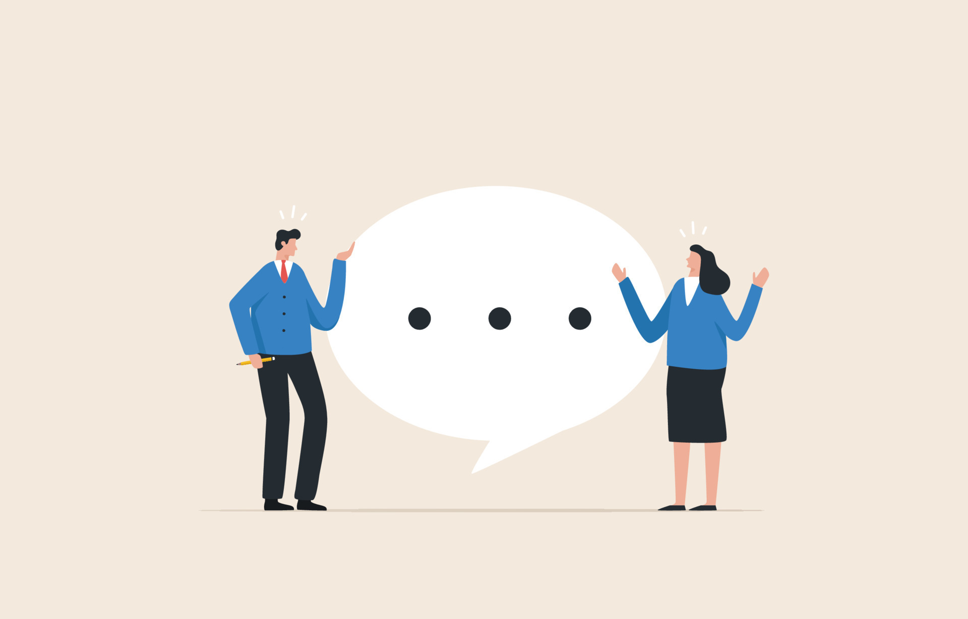 Communication skills Explain your thoughts, speak and listen to your  employees. Boss talks to the female employee. 14048407 Vector Art at  Vecteezy