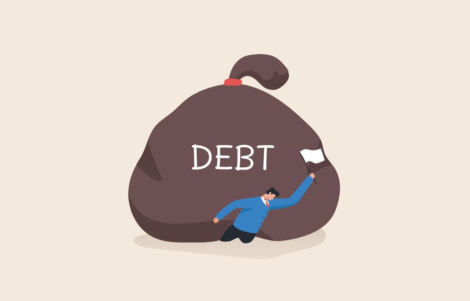 Debt crisis. situation in which a country is unable to pay back its government debt. Broke businessman, bankruptcy poor man or financial problem. vector