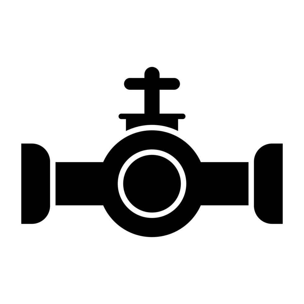 Glyph design icon of plastic pipe valve vector