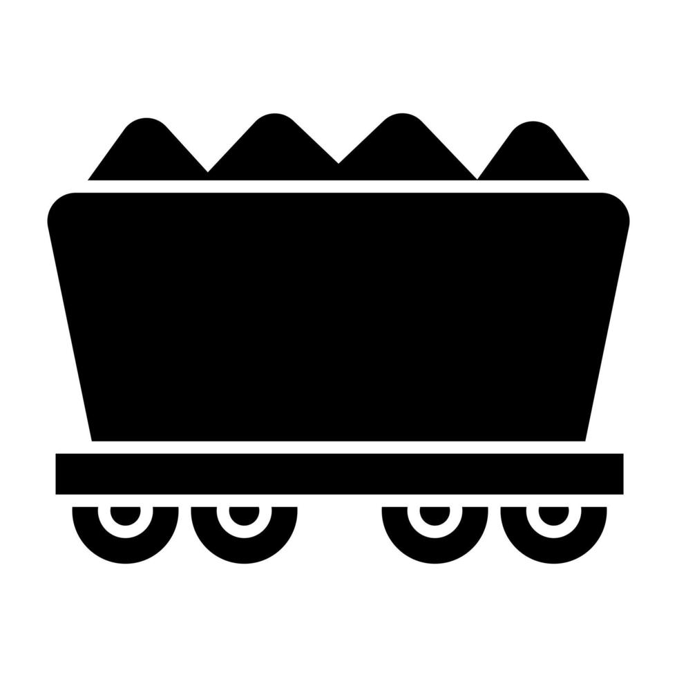 Solid design icon of coal cart vector