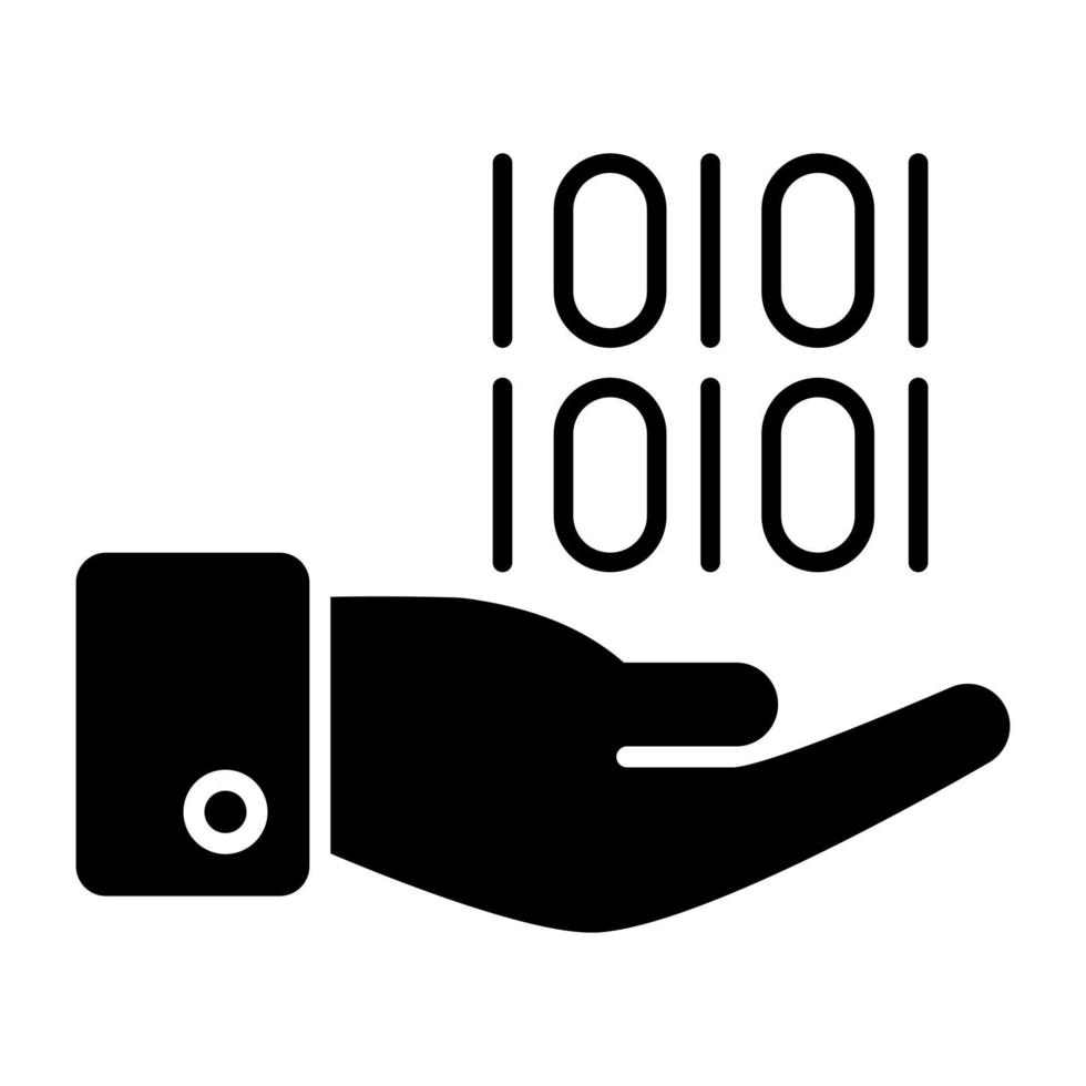 Filled design icon of binary data vector