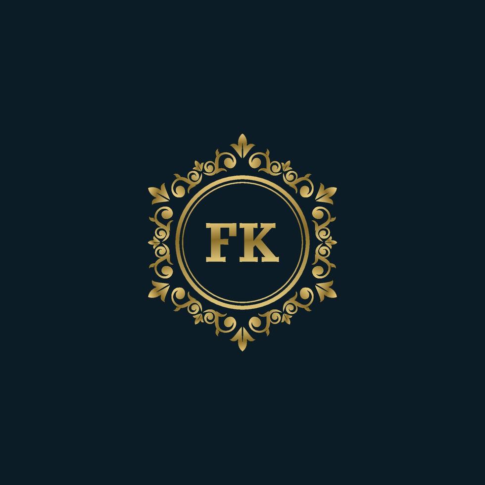 logotipo de letra fk con plantilla de oro de lujo. plantilla de vector de logotipo de elegancia.