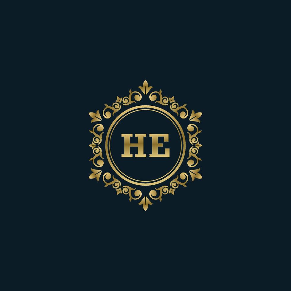 Letter HE logo with Luxury Gold template. Elegance logo vector template.
