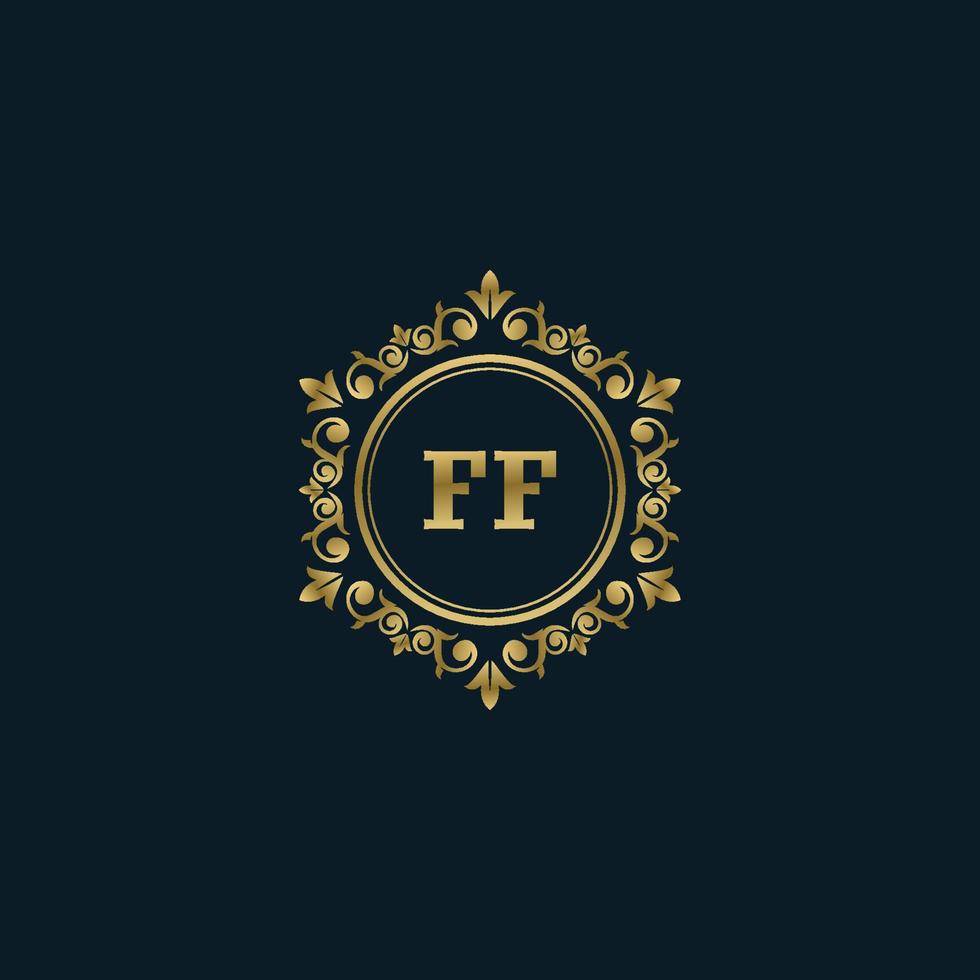 logotipo de letra ff con plantilla de oro de lujo. plantilla de vector de logotipo de elegancia.