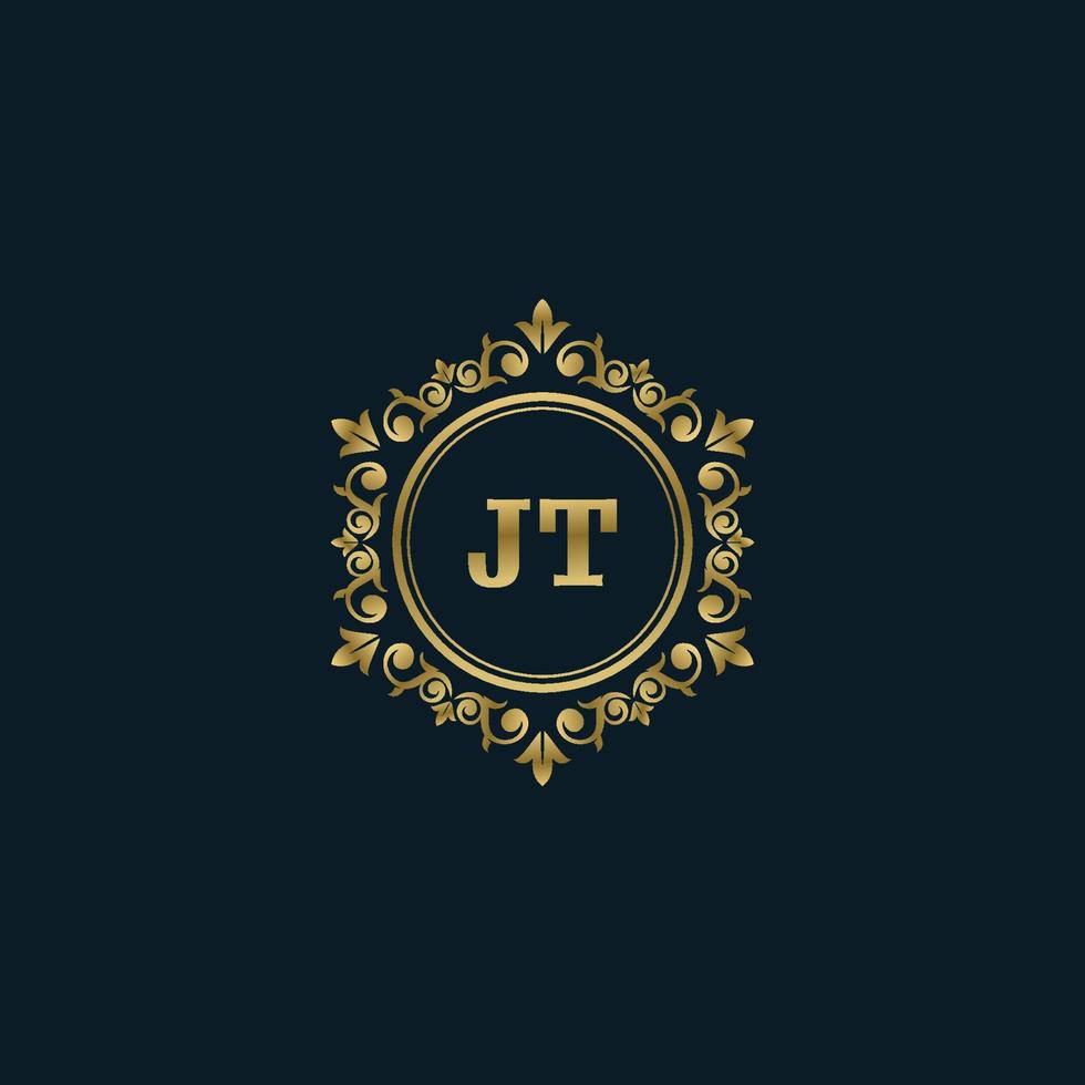 Letter JT logo with Luxury Gold template. Elegance logo vector template.