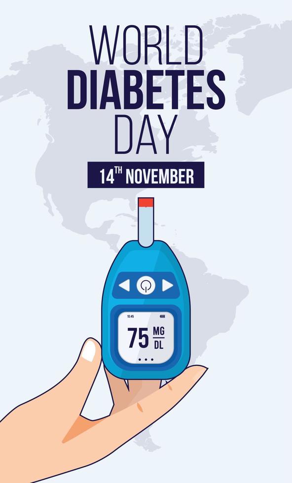 fondo de prueba de glucómetro posterior al diseño de redes sociales del día mundial de la diabetes vector