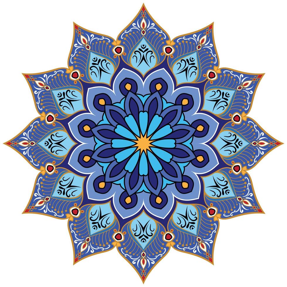 flor de mandala única de color azul oscuro. vector