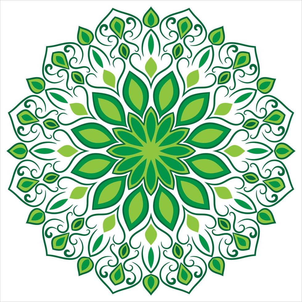 Green color and stylish mandala. vector