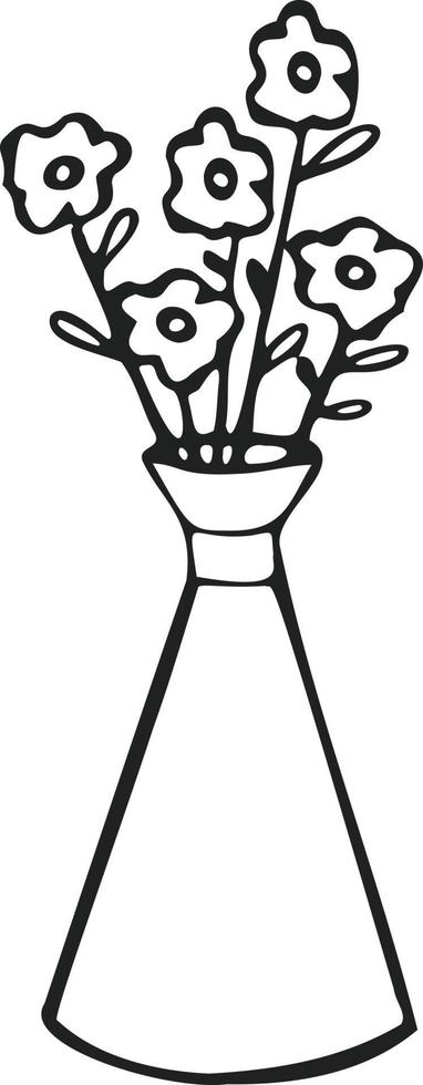 Parting icon line, vase of flowers. illustration Vector. vector